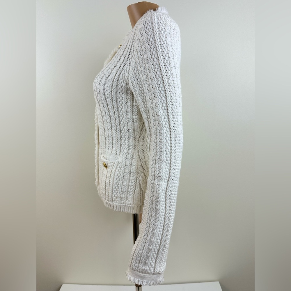 Express Women's Heavy Knit Button Sweater with Pockets, White, Size XS - Picture 6 of 14
